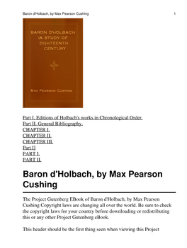 Baron D'holbach, by Max Pearson Cushing 1