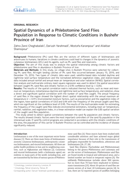 Spatial Dynamics of a Phlebotomine Sand Flies Population in Response to Climatic Conditions in Bushehr Province of Iran