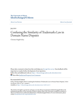 Confusing the Similarity of Trademarks Law in Domain Name Disputes Christine Haight Farley