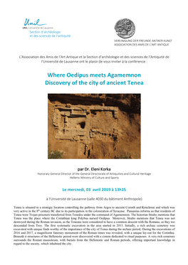 Where Oedipus Meets Agamemnon Discovery of the City of Ancient Tenea