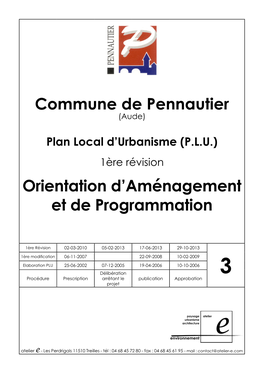 Commune De Pennautier Orientation D'aménagement Et De Programmation