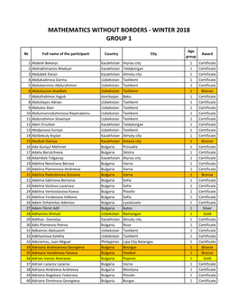 Mathematics Without Borders - Winter 2018 Group 1
