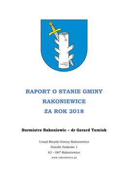 Raport O Stanie Gminy Rakoniewice Za Rok 2018