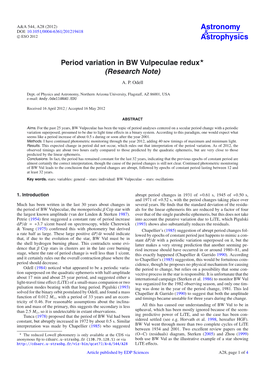 Period Variation in BW Vulpeculae Redux⋆