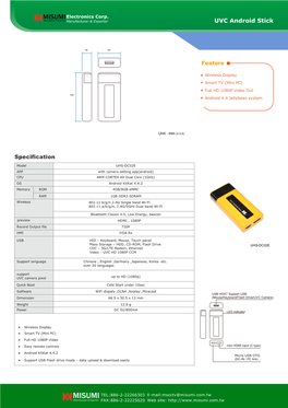 MISUMI TEL:886-2-22266303 E-Mail:Mscctv@Misumi.Com.Tw Manufacturer & Exporter FAX:886-2-22225620 Web Site: Electronics Corp