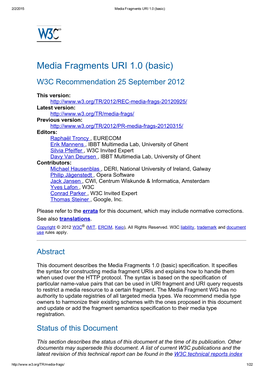 Media Fragments URI 1.0 (Basic)