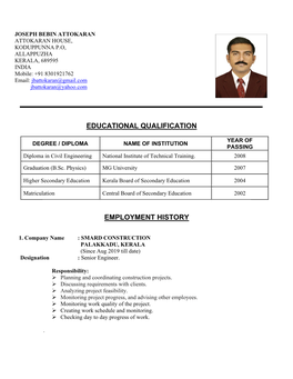 Educational Qualification Employment History