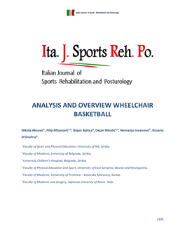 Analysis and Overview Wheelchair Basketball