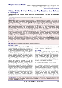 Clinical Profile of Severe Cutaneous Drug Eruptions in a Tertiary Care