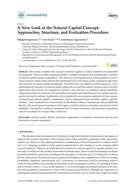 A New Look at the Natural Capital Concept: Approaches, Structure, and Evaluation Procedure