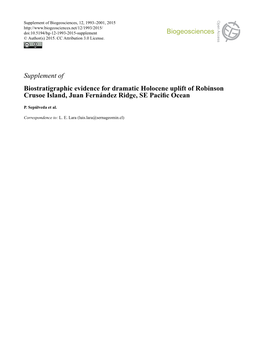 Supplement of Biogeosciences, 12, 1993–2001, 2015 Doi:10.5194/Bg-12-1993-2015-Supplement © Author(S) 2015