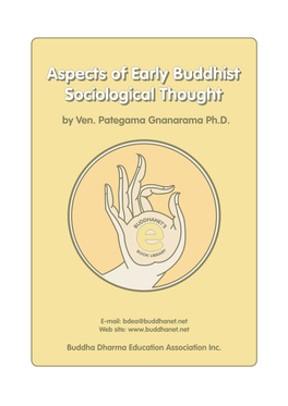 Aspects of Early Buddhist Sociological Thought Ven