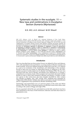 Systematic Studies in the Eucalypts. 11 — New Taxa and Combinations in Eucalyptus Section Dumaria (Myrtaceae)