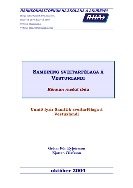 Október 2004 Sameining Sveitarfélaga Á Vesturlandi RHA