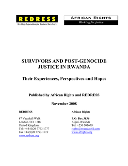 Survivors and Post-Genocide Justice in Rwanda