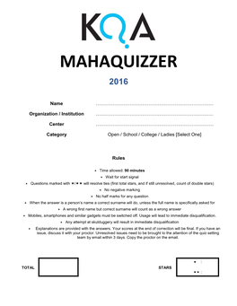 Mahaquizzer-2016-Questions.Pdf