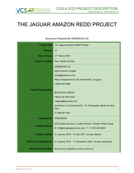 PD the Jaguar Amazon REDD Project