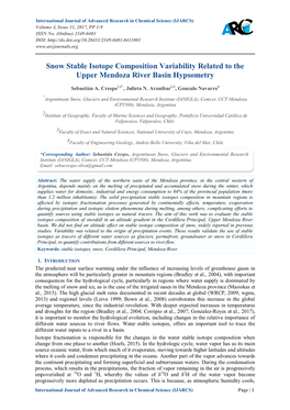 Snow Stable Isotope Composition Variability Related to the Upper Mendoza River Basin Hypsometry