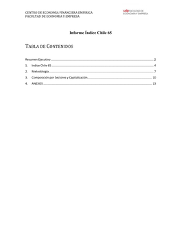 Informe Índice Chile 65 TABLA DE CONTENIDOS