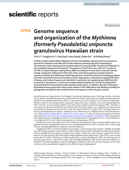 Genome Sequence and Organization of the Mythimna (Formerly Pseudaletia) Unipuncta Granulovirus Hawaiian Strain