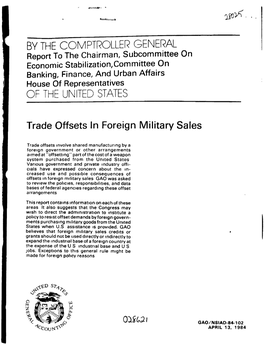 NSIAD-84-102 Trade Offsets in Foreign Military Sales
