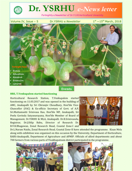 Dr. YSRHU E-News Letter Fortnightly E.Newsletter of Dr.Y.S.R.Horticultural University