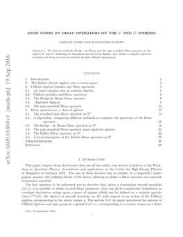 Some Notes on Dirac Operators on the ${\Rm S}^ 3$ and ${\Rm S}^ 2