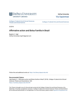 Affirmative Action and Bolsa Família in Brazil