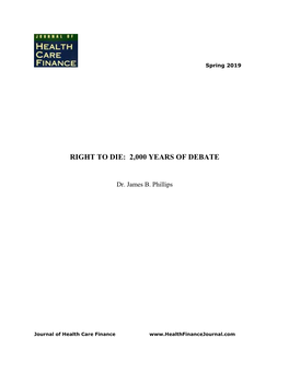 Right to Die: 2,000 Years of Debate
