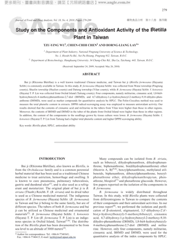 Study on the Components and Antioxidant Activity of the Bletilla Plant in Taiwan