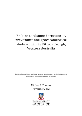 Erskine Sandstone Formation: a Provenance and Geochronological Study Within the Fitzroy Trough, Western Australia