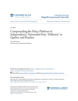 Compounding the Policy Platform of Independence: Nationalist Party “Diffusion” in Quebec and Flanders Glen M.E