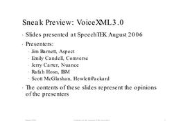 Sneak Preview: Voicexml 3.0