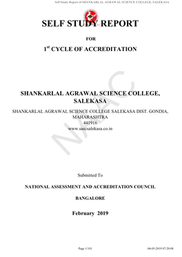 Self Study Report of SHANKARLAL AGRAWAL SCIENCE COLLEGE, SALEKASA