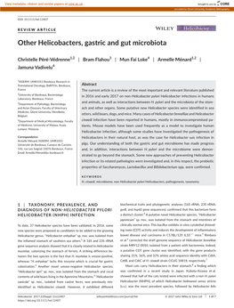 Other Helicobacters, Gastric and Gut Microbiota