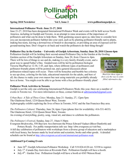 Pollination Guelph Newsletter Spring 2010.Pdf