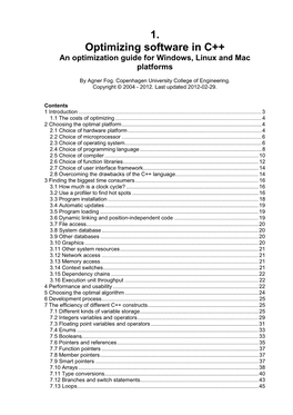 Optimizing Software in C++ an Optimization Guide for Windows, Linux and Mac Platforms