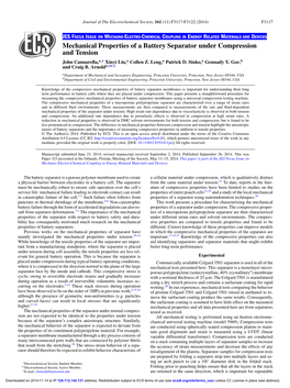 Mechanical Properties of a Battery Separator Under Compression and Tension John Cannarella,A,∗ Xinyi Liu,A Collen Z