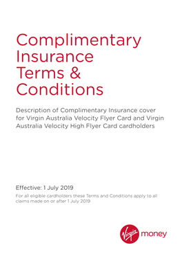 Complimentary Insurance Terms & Conditions