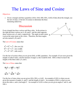 The Laws of Sine and Cosine