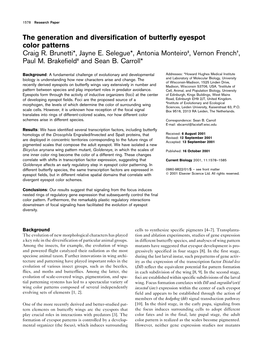 The Generation and Diversification of Butterfly Eyespot Color Patterns Craig R