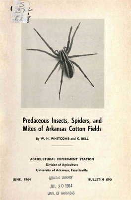 Predaceous Insects, Spiders, and Mites of Arkansas Cotton Fields