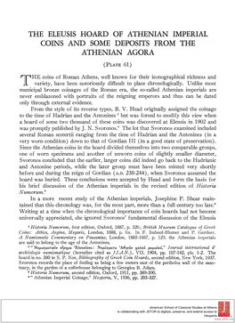 The Eleusis Hoard of Athenian Imperial Coins and Some Deposits from The