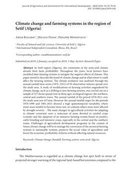 Climate Change and Farming Systems in the Region of Setif (Algeria)