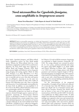 Novel Microsatellites for Cypseloides Fumigatus, Cross-Amplifiable in Streptoprocne Zonaris