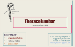 Thoracolumbar Anatomy Team 434