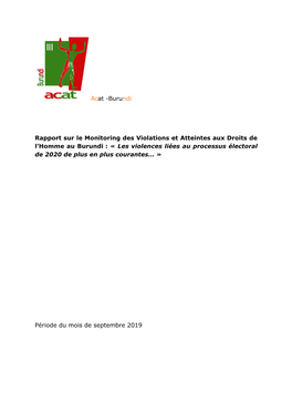 Rapport De Monitoring De Violations Des Droits Humains Documenté Par Acat