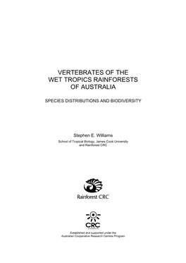 Vertebrates of the Wet Tropics Rainforests of Australia