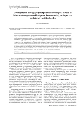 Developmental Biology, Polymorphism and Ecological Aspects of Stiretrus Decemguttatus (Hemiptera, Pentatomidae), an Important Predator of Cassidine Beetles