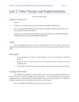 Filter Design and Implementation